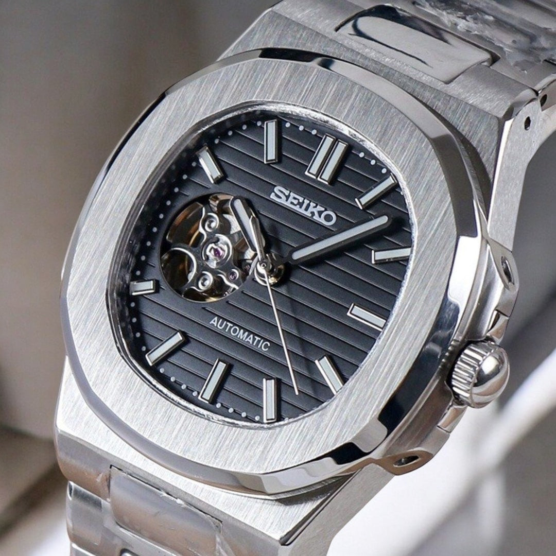 SEIKO MOD NAUTILUS | OFFENES HERZ SCHWARZ