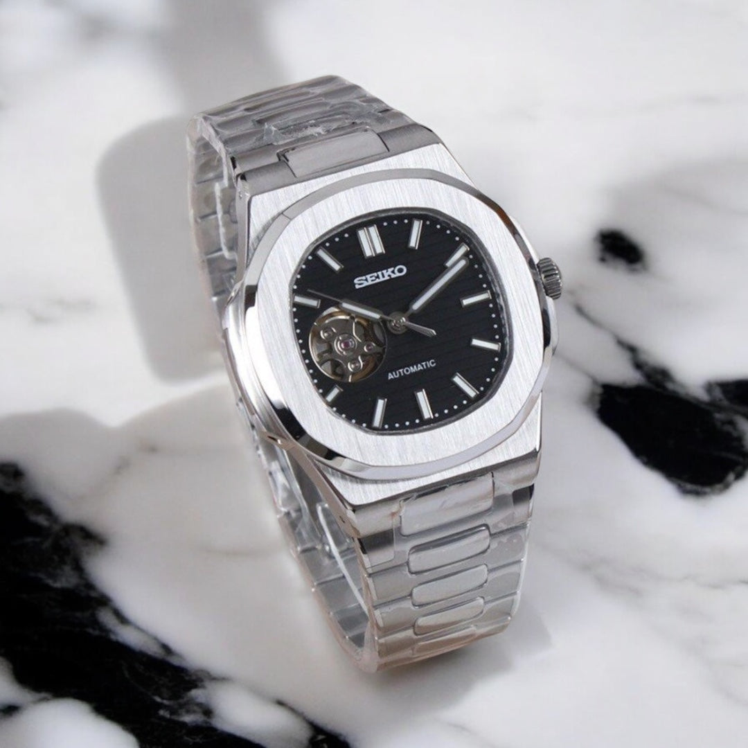SEIKO MOD NAUTILUS | OFFENES HERZ SCHWARZ