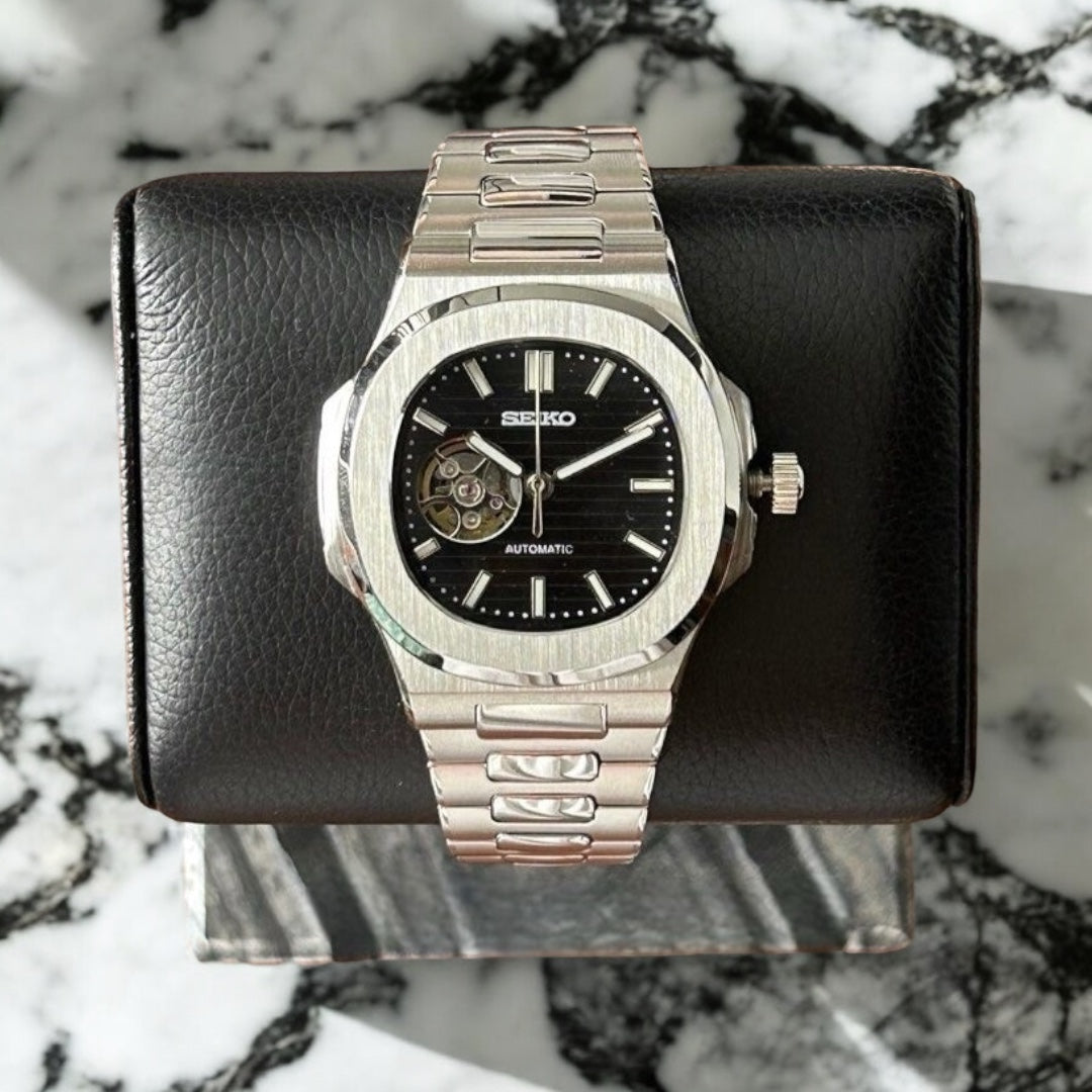 SEIKO MOD NAUTILUS | OFFENES HERZ SCHWARZ
