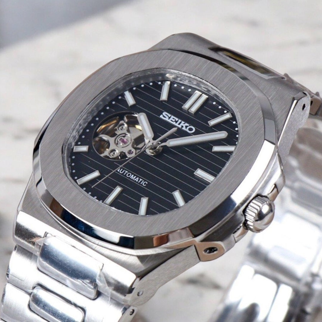 SEIKO MOD NAUTILUS | OFFENES HERZ SCHWARZ